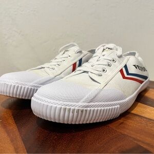 Feiyue Classic White Sneakers with Red and Blue Accents 11.0